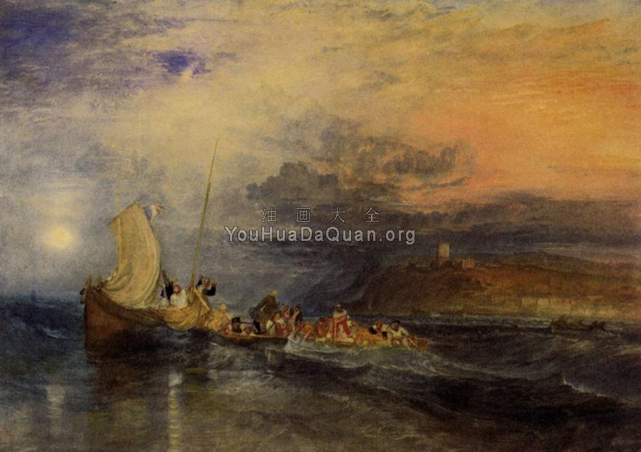 Folkestone from the Sea - 约瑟夫·玛罗德·威廉·透纳